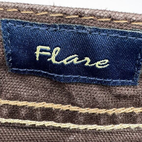 SEVEN7 Women's 30 Jeans Brown Flare Cowgirl Embroidered Pockets Hippie Boho y2k - Picture 6 of 11